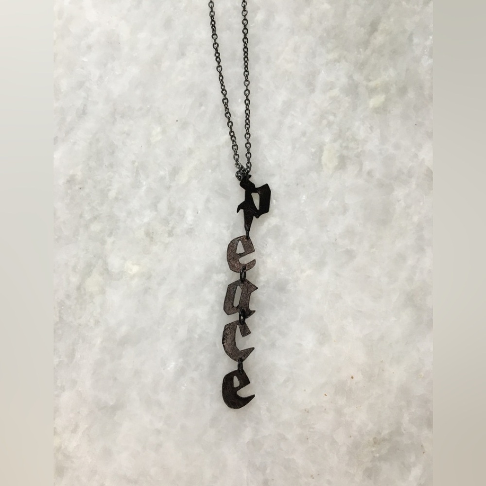 Peace Necklace Handcrafted Brass 16-18 inches long - Picture 10 of 16